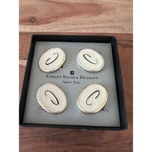 New letter C Monogram silver-toned Ashley Nicole Designs napkin rings set of 4